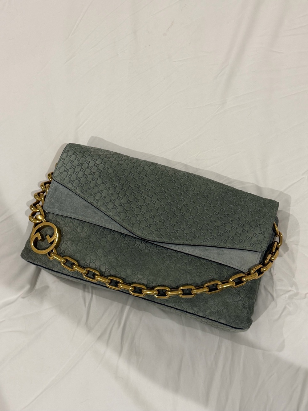 Gucci Suede Large Chain Shoulder Bag